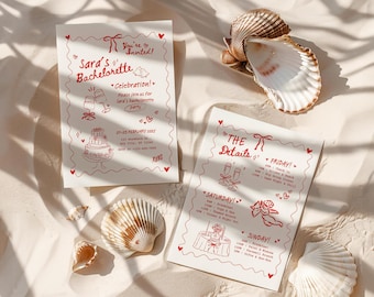 Bachelorette Reiseplan Vorlage: Bearbeitbares Party-Wochenende invite (Canva)