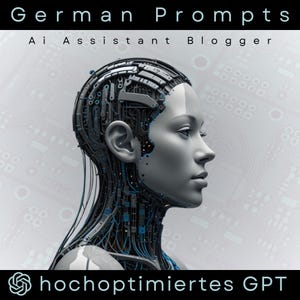 Könnte beinhalten: Eine digitale Illustration eines Roboterkopfes mit einem menschlichen Gesicht. Der Roboter besteht aus Metall und Drähten. Der Hintergrund ist ein Schaltkreisplattenmuster. Der Text "hochoptimiertes GPT" befindet sich am unteren Rand des Bildes.