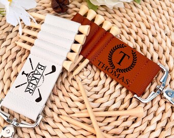 Golf Bag Tag Personalized Golf Tees,Leather Golf Tee Holder,Gifts for Father DayGolf Accessories,Gifts for Golf Lover,Father Day Gift.