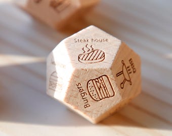 Handmade Wooden Polyhedral Date Night Dice,Date Night Dice,Valentines Day Gift,Date Ideas,Date Night Ideas,Anniversary Gift For Him.
