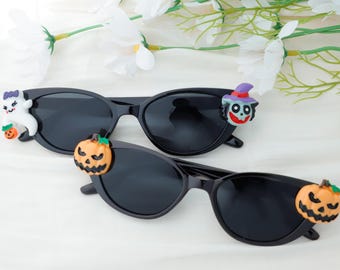 Personalized Halloween Cat Eye Sunglasses,Kids Halloween Cat Eye Sunglasses,Pumpkin Ghost Witch Charms,Spooky Party Glasses,Holiday Gift