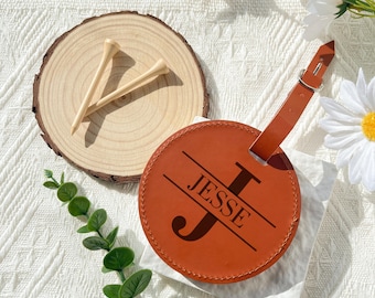Personalized Leather Golf Bag Tag with Tees,Custom Golf Accessories,Engraved Golf Bag Name Tag,Golf Luggage Tag,Gifts for FatherDay/Birthday