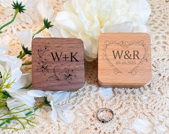 Handmade Wooden 1 Slots 2 Slots Ring Boxes, Wooden Ring Box, Engagement Ring Holder,Proposal Ring Bearer for Memorial, Anniversary Gift.