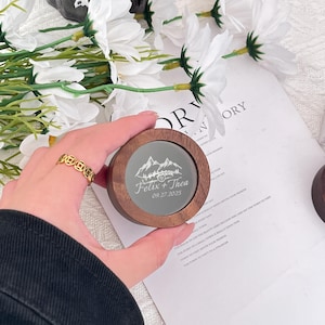Gepersonaliseerde houten trouwringdoos met doorzichtige acrylomslag, aangepaste lasergegraveerde houder verlovingsvoorstel, bruidscadeau voor haar