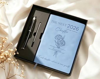 The Next Chapter Journal, Custom Engraved Leather Notebook Set with Pen,2026 Planner Notebook,Graduation Gift, Class of 2026 Keepsake