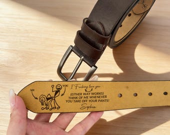 I F-king Love You Leather Belt Engraved Handmade Belt,Funny Valentine Gift For Husband Boyfriend,Anniversary Gift,GroomsMen Gift.