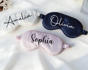 Personalized Sleep Mask Satin,Customized Sleep Eye Mask,Cute Bridesmaid Gift,Pajamas Robe Party and Bridal Party Gift,Bachelorette Party