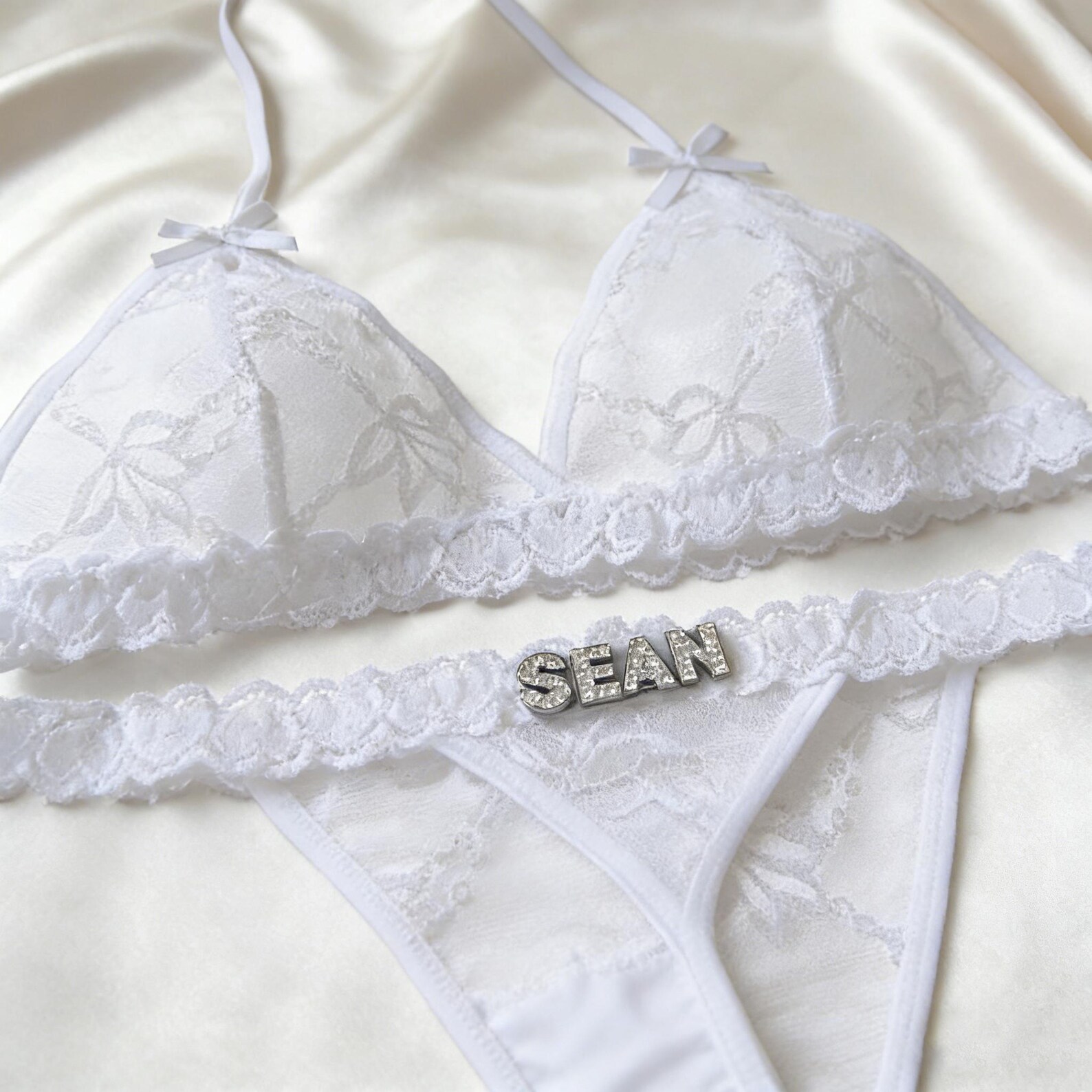 Personalized Name Lingerie Set,name Bra,custom Crystal Name Lingerie ...