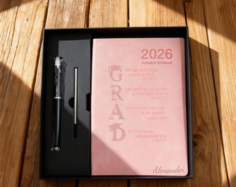 Personalized Christian Graduation Leather Journal: Bible Verse Gift,Daily Planner 2026,Schedule Book with Strap,Graduation Gift for Her