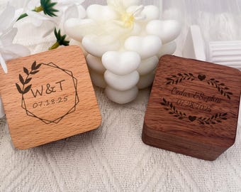 Married Gift For Her, 1 Slots 2 Slots Ring Box, Wooden Ring Box, Engagement Ring Holder,Proposal Ring Bearer for Memorial, Anniversary Gift.