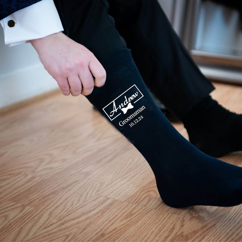 Personalized Best man socks,Best man gift,Page boy socks, Fun Socks,Socks for best man,Wedding socks for groom,Personalized groom socks image 2