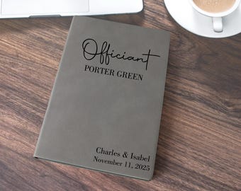 Personalized Leather Journal, Officiant Notebook, Officiant Gift, Officiant Proposal, Officiant Book for Wedding Day, Pastor Gifts.