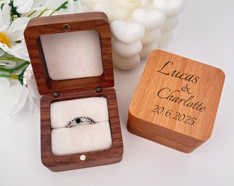 1 Slots 2 Slots Ring Box,Married Gift For Her, Wooden Ring Box, Engagement Ring Holder,Proposal Ring Bearer for Memorial, Anniversary Gift.