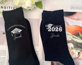 Personalized Graduation Socks,Grad Socks,Class of 2026,College Graduation Socks,Graduation Socks for Him,College Graduation Gifts.