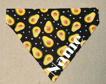 CLEARANCE Festive Avocado Over the Collar Dog Bandana, Personalized Dog Bandana, Cat Bandana, Custom Dog Gift Accessory, Star Bandana