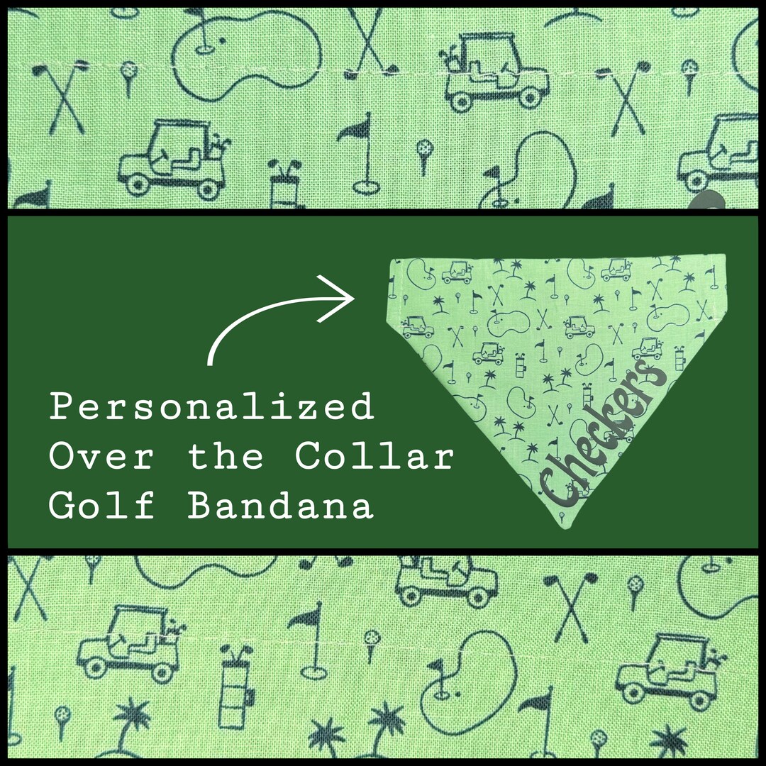 Golf Over the Collar Dog Bandana, Personalized Puppy Bandana, Cat