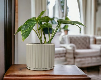 Unique Plant Pot | Simplicity Planter in Muted White | 3D Printed Sustainable Planter