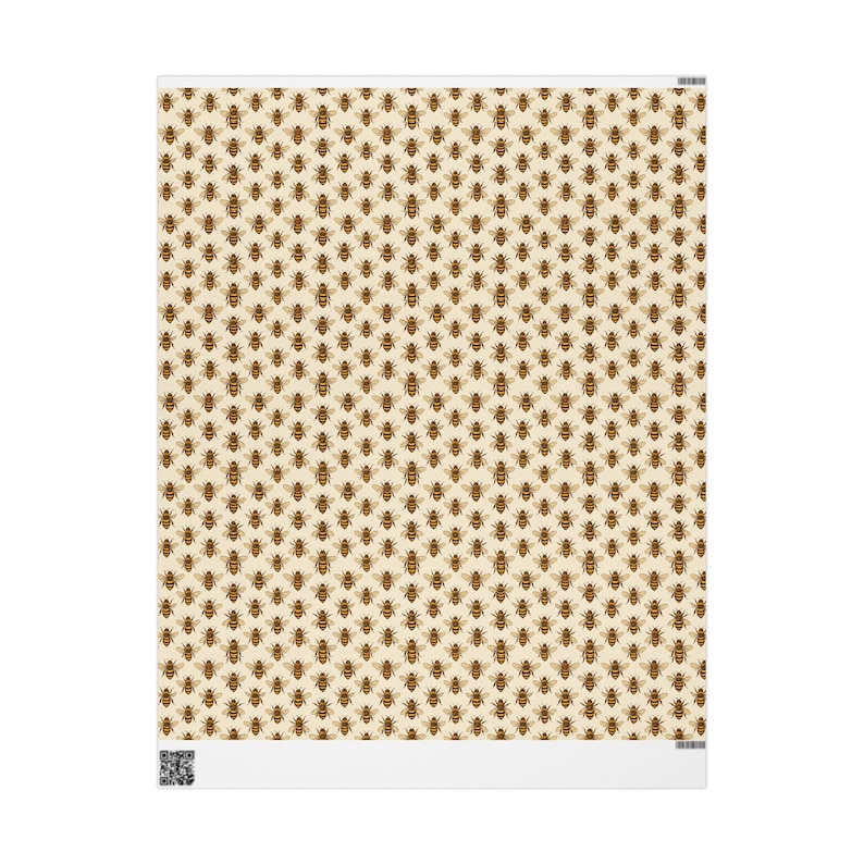Honeybee wrapping paper beige spring gift wrap quiet luxury baby shower birthday Easter Mother's Day teacher gift bee lover paper rolled image 3