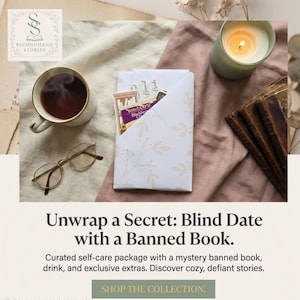 Blind date with a banned book gift box customizable self care reading package with drink stickers bookmark wax sealed note free shipping
