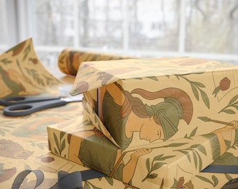athena goddess wrapping paper greek mythology gift wrap fine art paper for graduation birthday solstice holiday wisdom themed wrapping paper