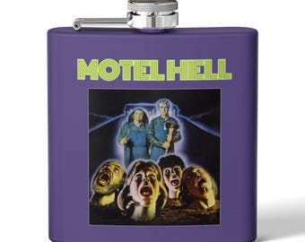 Flacon en acier inoxydable Horror Motel Hell : verres d'Halloween rétro des années 80