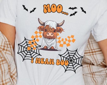 Ghost Cow Comfort Colors®, fantasma mucca delle Highlands, maglietta Halloween Ghost Cow, regalo di Halloween per amanti delle mucche, maglietta Halloween Animal, mucca delle Highlands