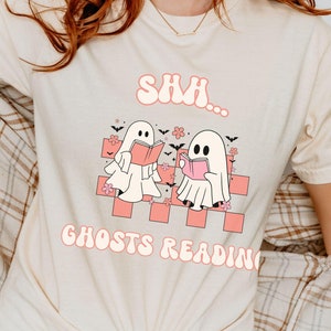 Comfort Colors® Ghosts Reading Book Halloween shirt, Halloween Book Lover, Ghosts Reading Book Shirt