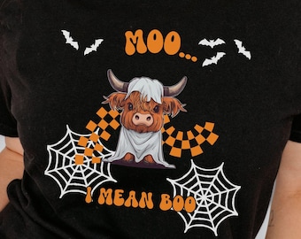 Ghost Cow Comfort Colors®, fantasma mucca delle Highlands, maglietta Halloween Ghost Cow, regalo di Halloween per amanti delle mucche, maglietta Halloween Animal, mucca delle Highlands