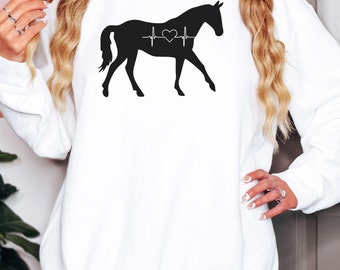 Sudadera para amantes de los caballos Comfort Colors®, sudadera con latidos del corazón de los caballos, sudadera ecuestre acogedora, regalo para amantes de los caballos, regalo con latidos del corazón de los caballos