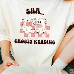 Comfort Colors® Ghosts Reading Book Halloween shirt, Halloween Book Lover, Ghosts Reading Book Shirt