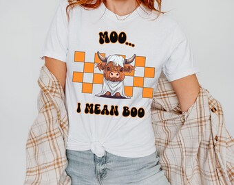 Ghost Cow Comfort Colors®, fantasma mucca delle Highlands, maglietta Halloween Ghost Cow, regalo di Halloween per amanti delle mucche, maglietta Halloween Animal, mucca delle Highlands