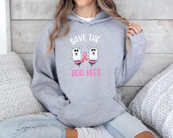 Boo Bienen Sweatshirt, Brustkrebs Bewusstsein Sweatshirt, lustige Halloween Hoodie, süße Geist Biene, Halloween Geschenke, lustige Geschenke für sie