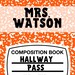 18 Classroom Hall Passes, Editable Composition Book Pass, Teacher ...
