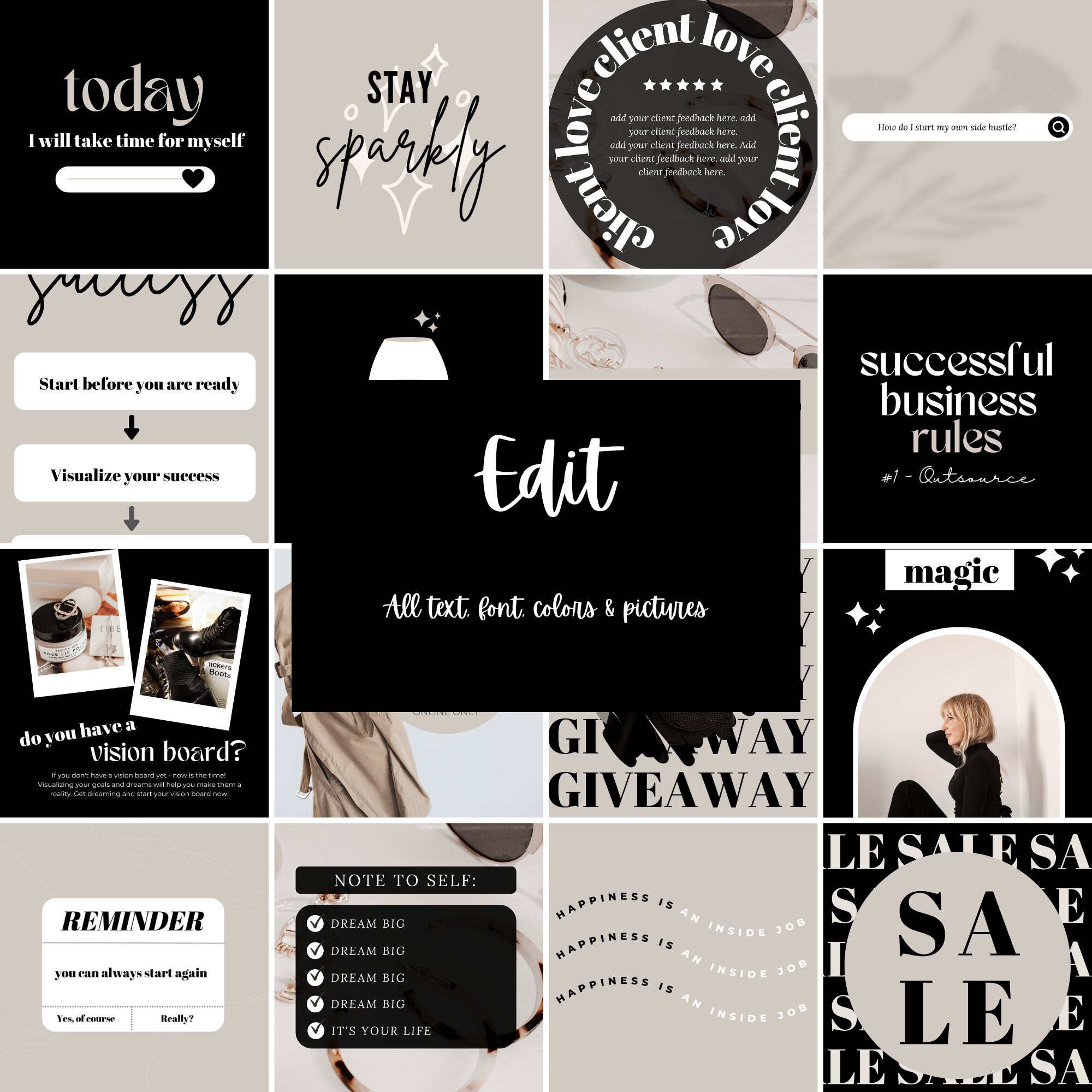 Black and White Instagram Templates - Fashion Instagram Templates ...