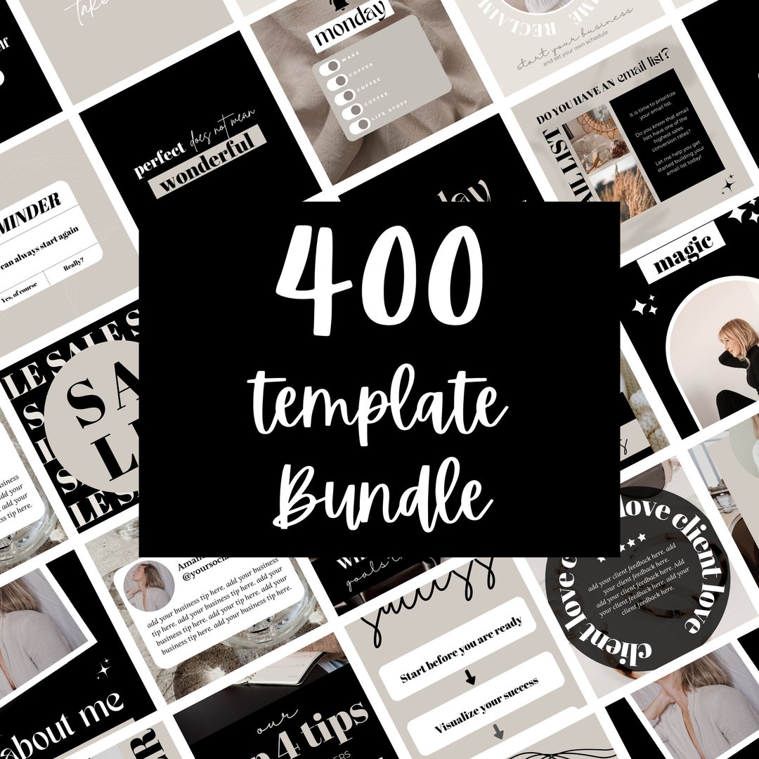 Black and White Instagram Templates Fashion Instagram Etsy