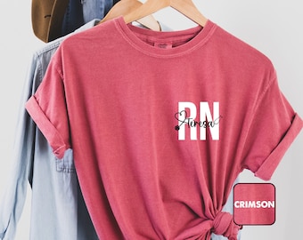 Personalized Comfort Colors® Registered Nurse Shirt, RN With Name Shirt, Registered Nurse Tees Pocket, Custom New Nurse Gifts, Nursing Gift