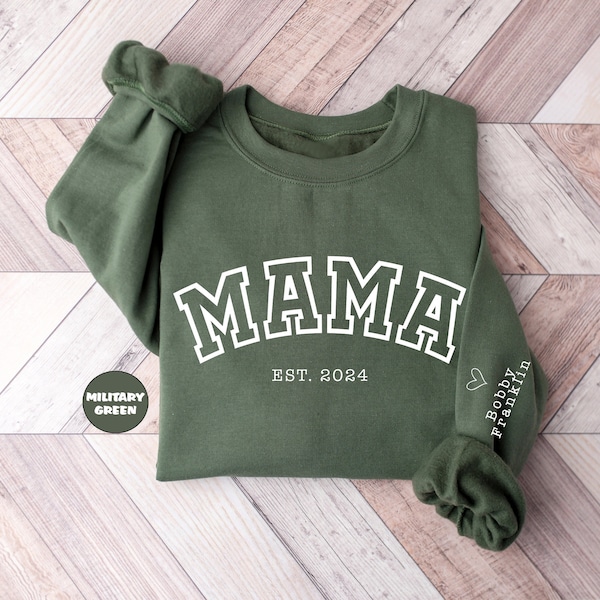 Custom Mama Hoodie With Children Names And Date, Personalized Mama Sweatshirt, Cute Mom To Be Outfit, Momma Clothings, Mother's Day Gifts