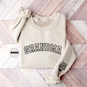 Custom Grandma Hoodie With Grandkids Names On Sleeve, Personalized Grandmother Sweatshirt, Granny Outfit, Gigi Clothing, Mothers Day Gifts