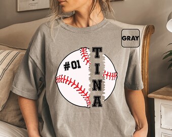 Comfort Colors® Personalized Name Baseball Tshirt, Custom Baseball Number Shirt, Baseball Game Day Tee, Baseball Mom Clothing, Baseball Gift