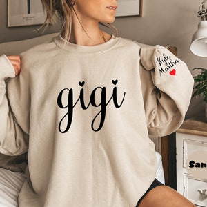 Custom Gigi Sweatshirt With Grandchildren Names, Personalized Grandma Hoodie, Cute Nana Outfit, Gigi Clothing, Mimi Happy Mothers Day Gifts