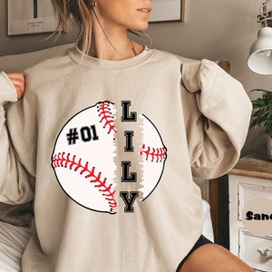 Personalized Name Baseball Sweatshirt, Custom Baseball Number Hoodie, Baseball Game Day Outfit, Baseball Mom Clothing, Sports Hoodie Gifts