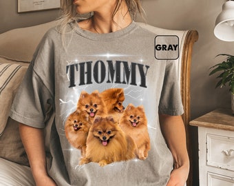 Custom Comfort Colors® Your Pet Bootleg T-shirt, Retro Dog Shirt, Personalized Pet Photo Outfit, 90s Trendy Tees, Personalized Cat Photo Tee