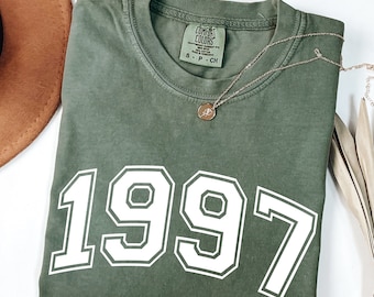 Custom Birth Year Comfort Colors® Tshirt, Personalized Birthday Shirt, 1997 Birthday Tee, Birthday Outfits, Vintage Birth Year Clothing Gift