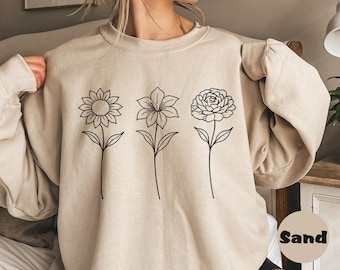 Custom Birth Month Flower Sweatshirt, Custom Flowers Mom Hoodie, Birthday Gift, Personalized Birth Month Flower Hoodie, Mother’s Day Sweater