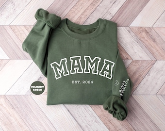 Custom Mama Hoodie With Children Names And Date, Personalized Mama Sweatshirt, Cute Mom To Be Outfit, Momma Clothings, Mother's Day Gifts