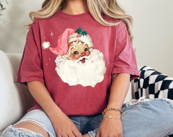 Vintage Santa Claus Comfort Colors® T-shirt, Retro Merry Christmas Shirt, Xmas Family Outfit, Christmas Santa Tee, Holiday Xmas Shirt Gifts