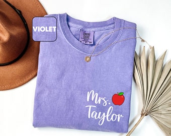 Personalized Teacher Shirt, Custom Comfort Colors® Teacher Name Tshirt, First Day Of School Outfit, Preschool Teacher Tee, Cute Teacher Gift