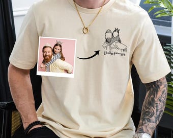 Custom Comfort Colors® Photo Portrait Shirt, Fathers Day Gifts, Personalized Portrait Outline Shirt, Dad Birthday Gifts, Gift For Husband