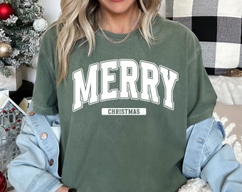 Comfort Colors® Merry Christmas Shirt, Christmas Family T-shirt, Christmas Winter Tee, Christmas Party Clothing, Christmas Holiday Tee Gifts