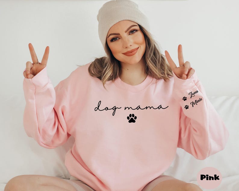 Personalized Dog Mama Sweatshirt, Custom Dog Mom Hoodie, Dog Owner Outfit, Dog Mama Clothings, Dog Mom Birthday Gift, Happy Mothers Day Gift image 3